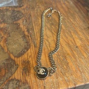 Gold adjustable necklace/ chocker. Black and gold with crystals.